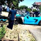 Kondisi Supercar Porsche 718 Rusak Parah Di Jalan Raya Magetan- Madiun. (Norik/ Magetan Today)