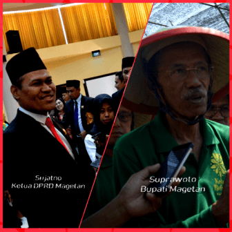 Ketua DPRD Magetan, Sujatno dan Suprawoto, Bupati Magetan. ( Norik/Magetan Today)