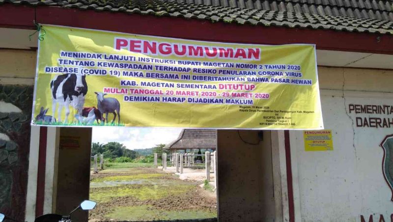 Banner Pengumuman Penutupan Pasar Hewan di Kabupaten Magetan. ( Istimewa).
